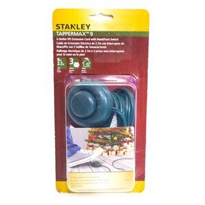 Stanley Tappermax 9ft 3-Outlet Extension Cord with Hand / Foot Switch Green NIB